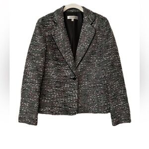 Kasper Black and Multicolr Blazer with Notched Lapels